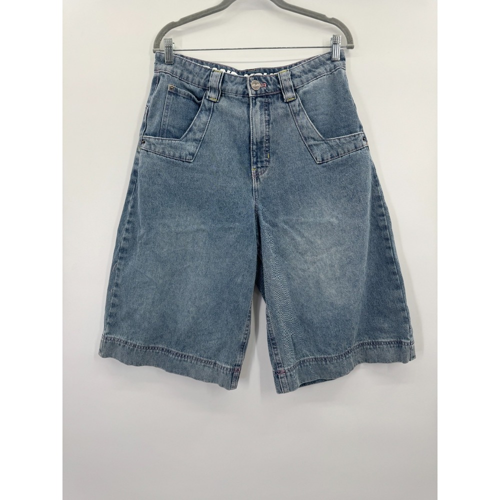 A.LAB Analog Star Cable Blue Wash Oversized Denim Shorts Jorts Baggy Y2K Size 4